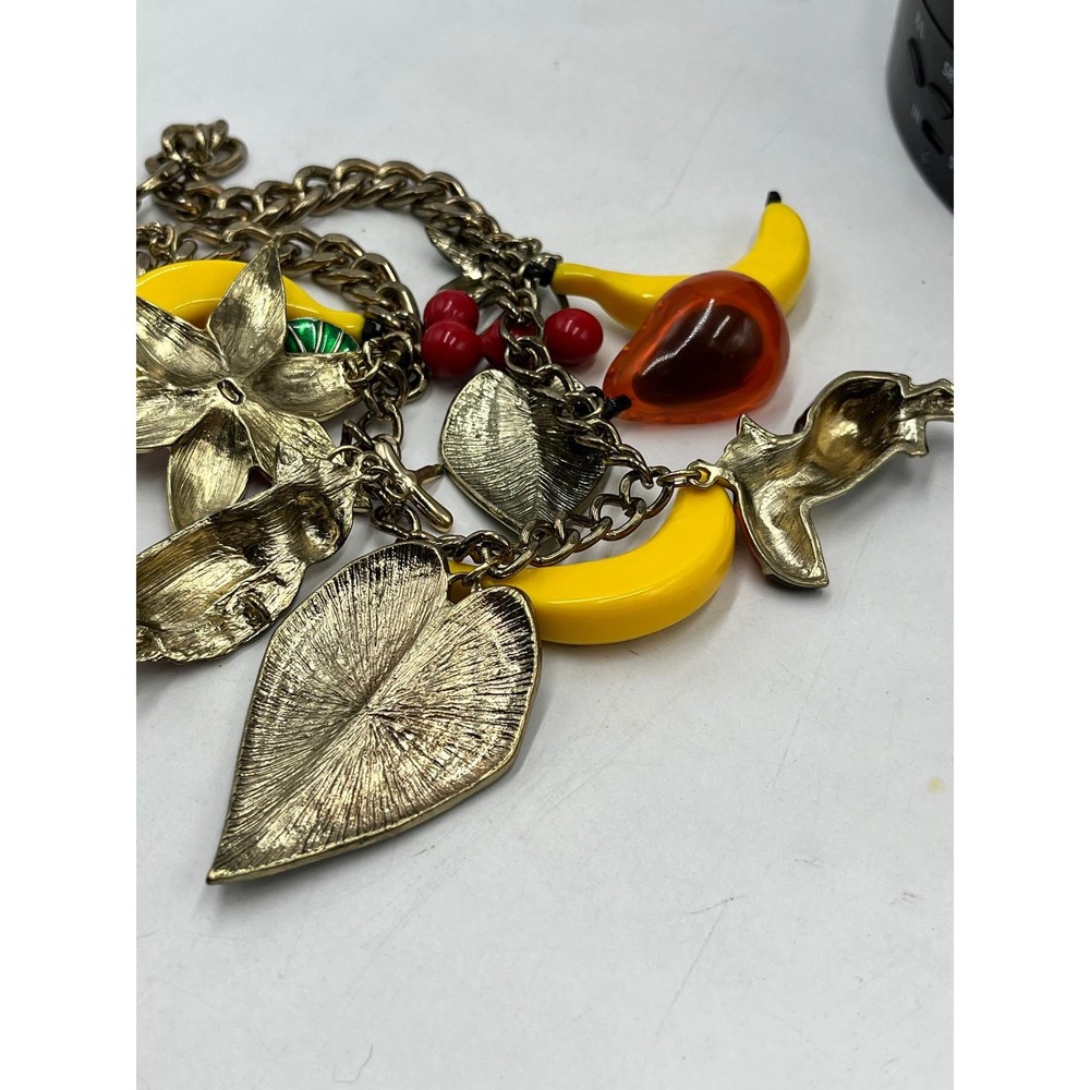 Betsey Johnson Mix Fruit Bird Leaves Parrot Rio Tuscan Sam Charm Dangle Necklace - Picture 5 of 14
